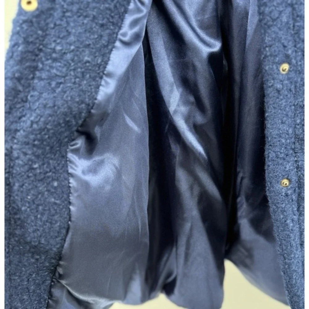 Tahari Girl‎ Navy Blue Boucle Coat Faux Fur Collar Kids Size 5 NWT JBGU902